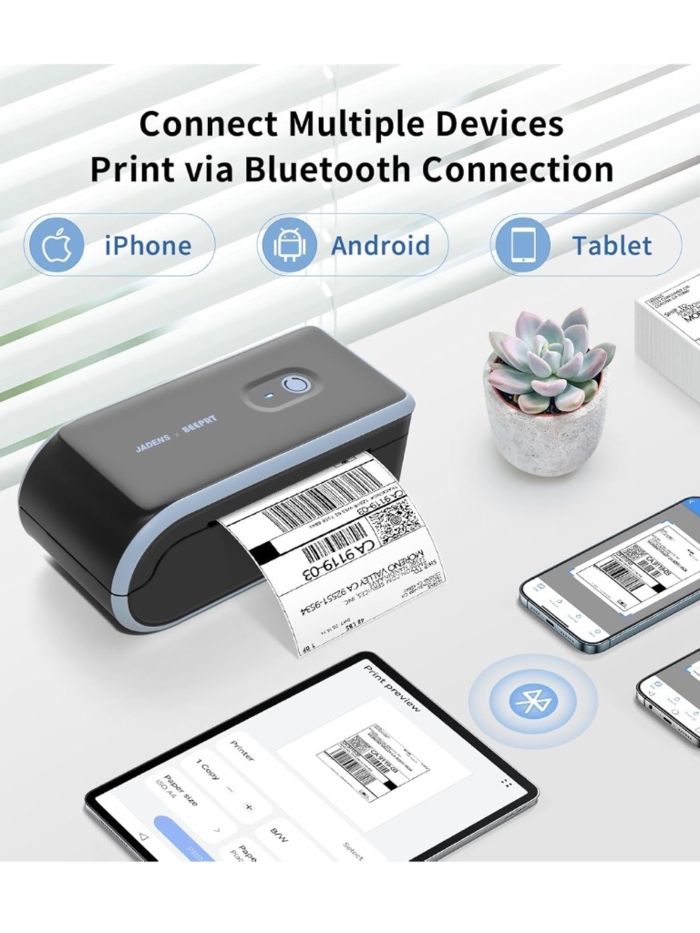 JADENS Bluetooth Thermal Label Printer, NEW - Picture 6 of 12